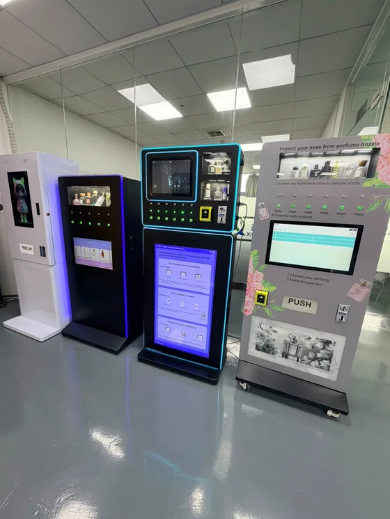 Interactive kiosks assembled in a workshop