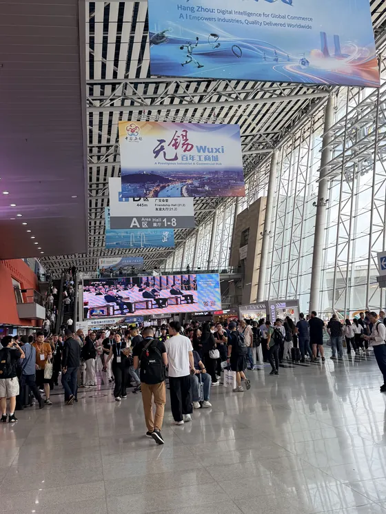 Main hall of the Canton Fair at the Pazhou complex on opening day