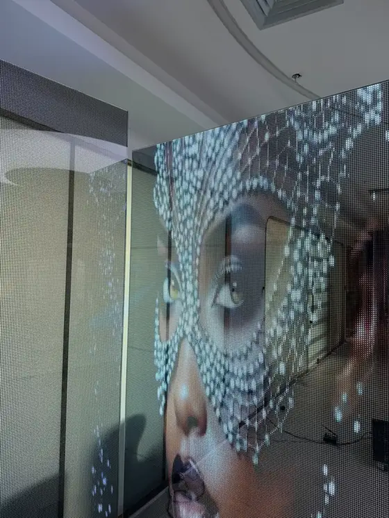 Display screen in a manufacturer's showroom